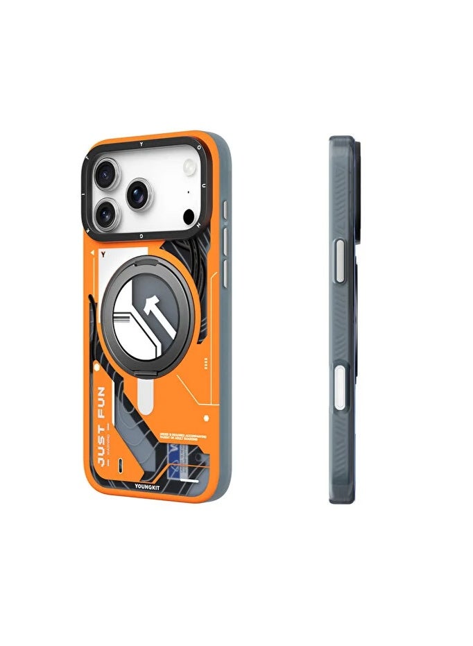 YOUNG KIT Youngkit StarShip Series Magnetic Rotating Stand Model For iPhone 17 Pro - Orange Core - Image 3